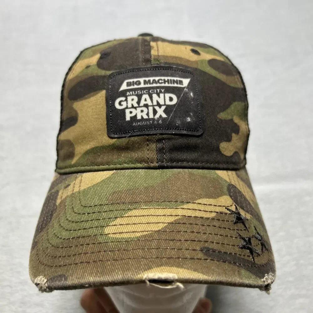 2023 Big Machine Music City Grand Prix Camo Trucker Snapback Hat Rips Stars Army
